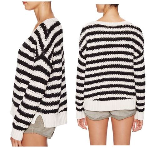 Free People Striped Chunky Knit Pullover Sweater S Knitted Pullover