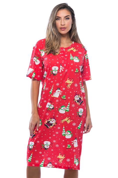 Just Love Short Sleeve Nightgown Sleep Dress For Women 4360 10018 Gry 1x Red Holiday Friends