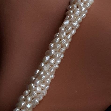 Multi Strand Pearl Necklace Twisted Rice Pearl Neckl Gem