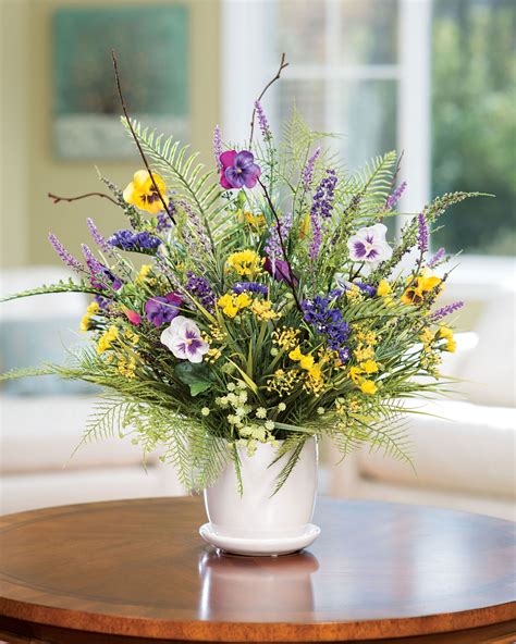 Pansy And Wildflower Silk Flower Centerpiece At Petals