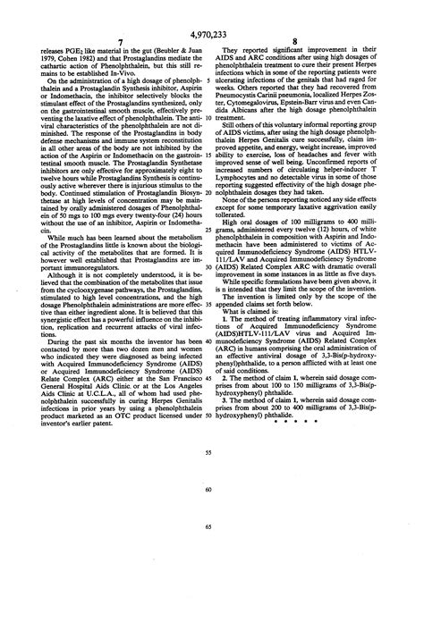 Patent Us4970233 Treatment Of Acquired Immunodeficiency Syndrome