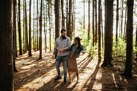 Golden Hour Pine Forest Engagement Session Columbus Ohio Wedding Photography Forest