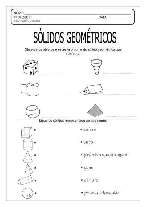 Atividades De Geometria 4 Ano Sólidos Geométricos