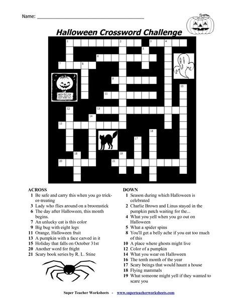 Halloween Crossword Puzzle Printable