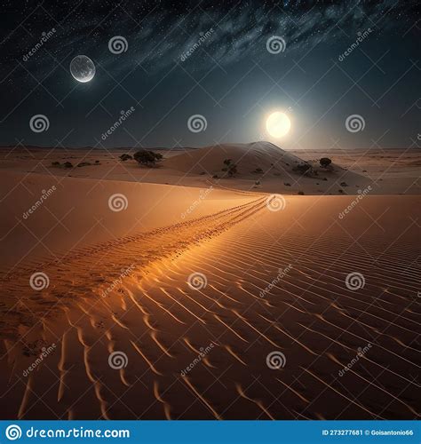 Desert Starry Night Fictional Desert Landscapes Created In High