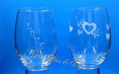 Wine Glasses Valentine Ts Etched Glass Glass Etching Customized Wine