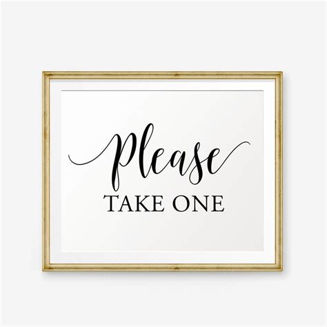 Wedding Please Take One Sign Printable Please Take One Etsy