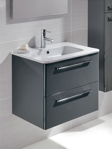 Bathroom vanity unit specialists with units to fit every space, from double to corner vanities, with elegant oak now we have bathroom suites with wall hung vanity units, electronic basin taps, wall. Mara Gloss Grey 60cm Vanity Unit 2 Drawer and Basin - Wall ...