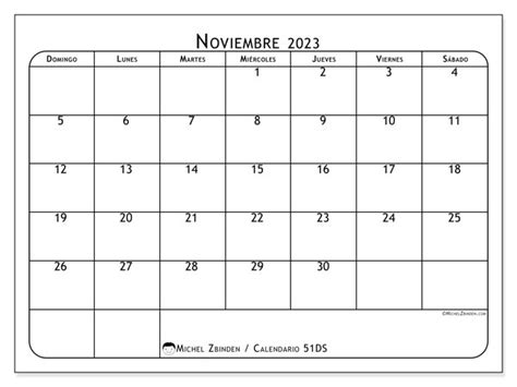 Calendario Noviembre De 2023 Para Imprimir “47ds” Michel Zbinden Sv