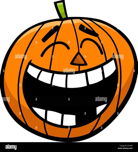 Cartoon Illustration Of Laughing Jack Lantern Halloween Pumpkin Stock