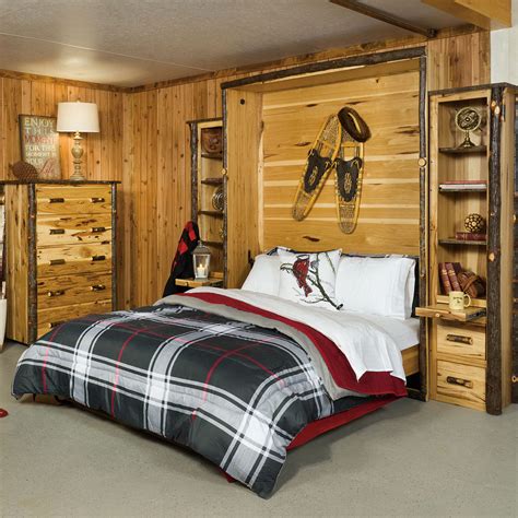 Hickory Rustic Murphy Bed Amish Handcrafted Quality Cabinfield