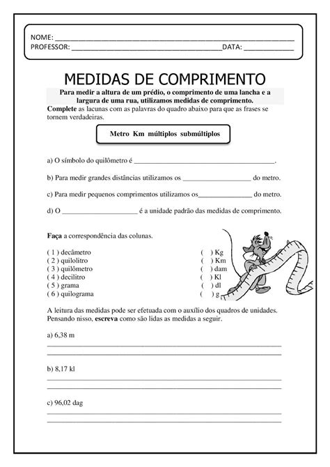 Atividades Medidas De Comprimento 3 Ano - Acessaber
