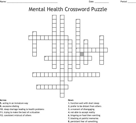 Any animal lover kids will get attracted to this activity. Printable Mental Health Crossword Puzzle | Printable ...