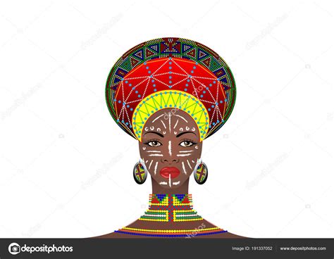 Illustration De Chapeau Tribu Africaine Femme Zoulou Portrait De
