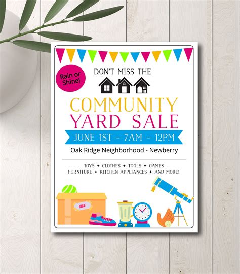 Community Yard Sale Flyer Template Spring Garage Sale Flyer Etsy In
