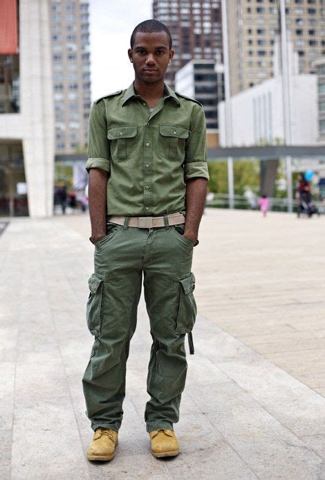 Army Green Shirts Green Cargo Pants Wide Pants Outfit