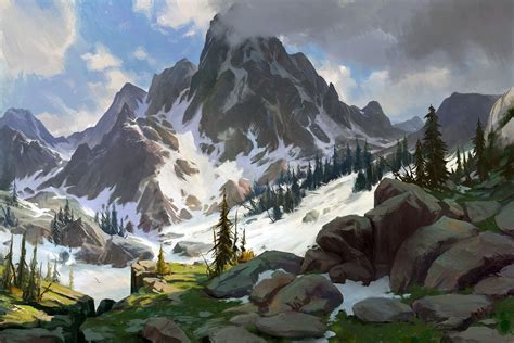 Wallpaper 1800x1200 Px Artwork Drawing Mountain Nature Snow