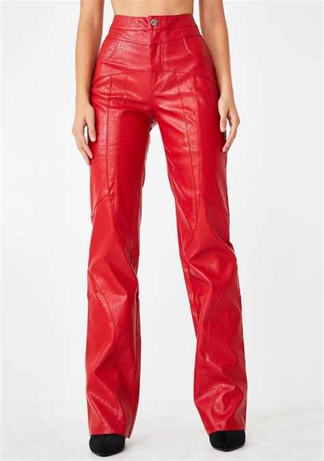 I Am Gia Red York Faux Leather Pants Dolls Kill