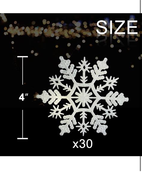 30ct Plastic Fluorescent Green Snowflake Ornaments Sparkling Christmas