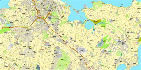 Auckland New Zealand Pdf Map Exact Vector Street City Plan Map