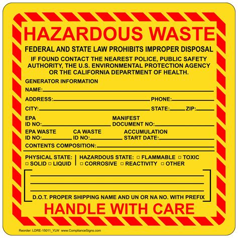 Orm E Rq Hazardous Waste Federal Law Roll Label Ldre Ylw