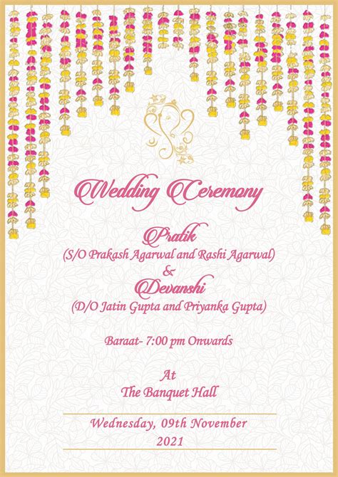 Indian Wedding Invitation Card For Whatsapp Hindu Wedding Invitation