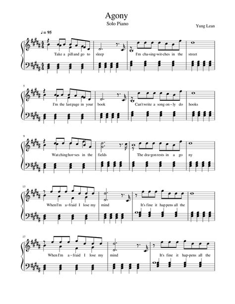 Agony Yung Lean Sheet Music For Piano Solo