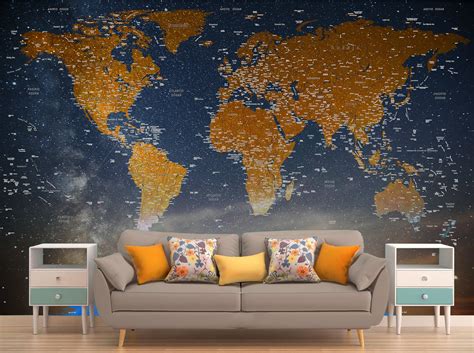 World Political Map Images Colorful World Political Map Wall Mural