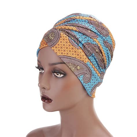 Women Multi Usage Turban Headband African Printing Long Head Wrap Doo Durag Cotton Long Scarf