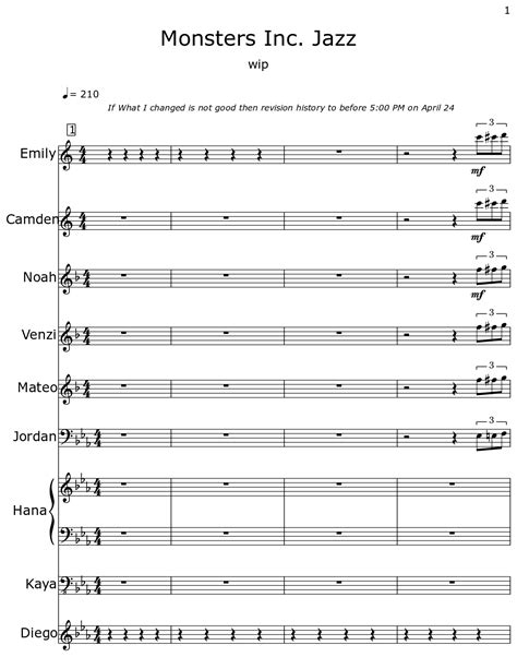 Monsters Inc Jazz Sheet Music For Alto Saxophone Tenor Saxophone