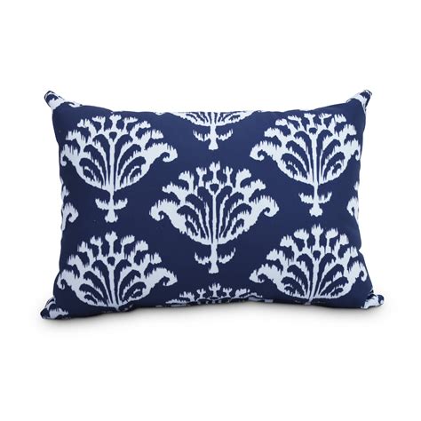 Simply Daisy 14 X 20 Ikat Navy Blue Decorative Outdoor Throw Pillow