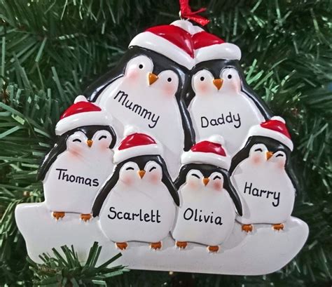 £8.99 GBP - Personalised Xmas Penguin Family Christmas Tree Decoration