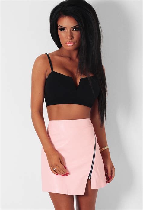 Blushing Pink Leather Effect Zip Mini Skirt Pink Boutique Mini Skirts Fashion Dresses Fashion