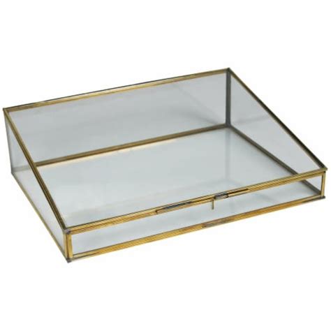 14 Inch Metal And Glass Display Case Set Of 2 Brass And Clear 1 Kroger