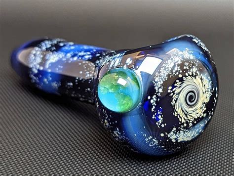 Galaxy Glass Pipe Cobalt Earth Marble Starry Night Etsy