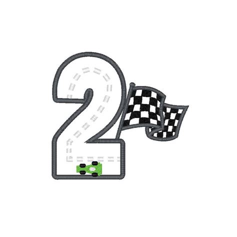 Race Track Number 2 Applique Machine Embroidery Design Etsy