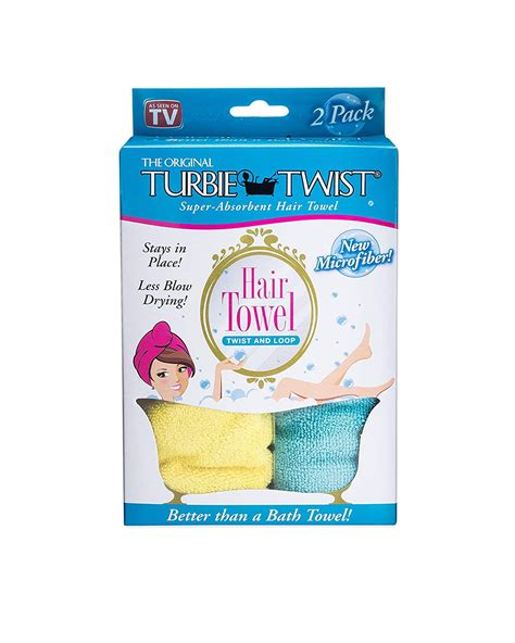 Turbie Twist Microfiber Hair Towel 2 Pack Yellow Aqua