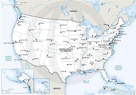 United states of america population: Vector Map of United States of America | One Stop Map
