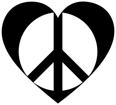 Heart And Peace Symbol Silhouette Public Domain Vectors