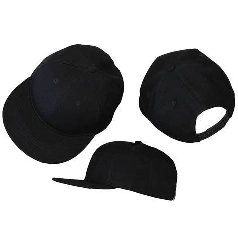 Basic Plain Snapback Cap Black 3 Pieces Worldwide Shipping