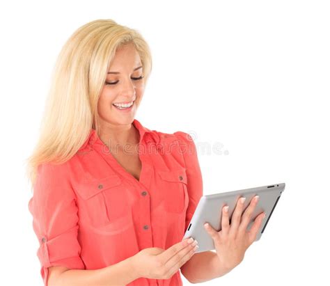 Girl using tablet computer stock image. Image of electronic - 28512919