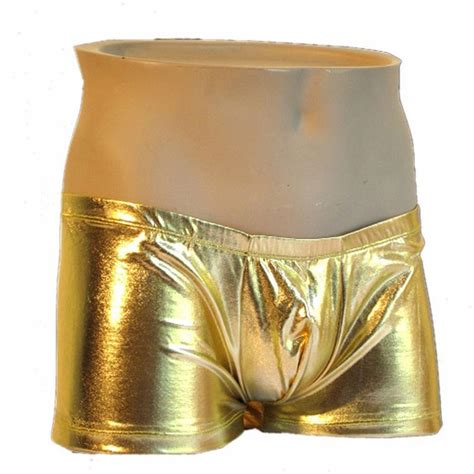 Gold Silver Sexy Men Boxer Shorts Metallic Shiny Underwear Stage