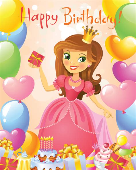 Happy Birthday Princess Greeting Card Free Download