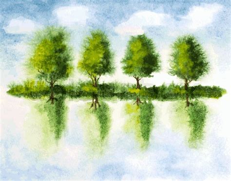 Download Tree Reflection In Water Painting Pictures Reflex