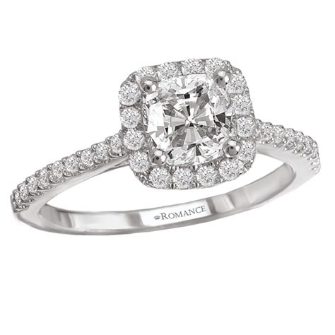 Halo Setting Cushion Cut Engagement Ring Romance Collection