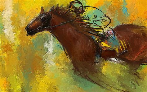 Horse Racing Abstract Painting By Lourry Legarde Fine Art America