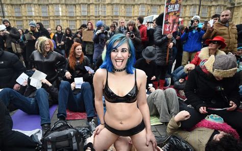 Porn Protest Sexual Freedom Activists Sit On Each Others Faces In Westminster London Evening