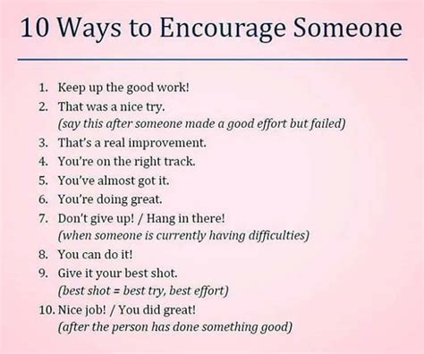 10 Ways To Encourage Someone Materials For Learning English