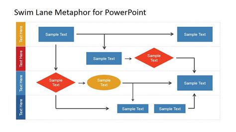 Powerpoint Segmented Work Process Metaphor Model Flow Chart Template