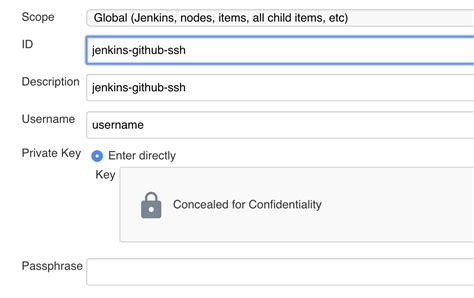 Create Jenkins Ssh Username With Private Key Credential Via Rest Xml